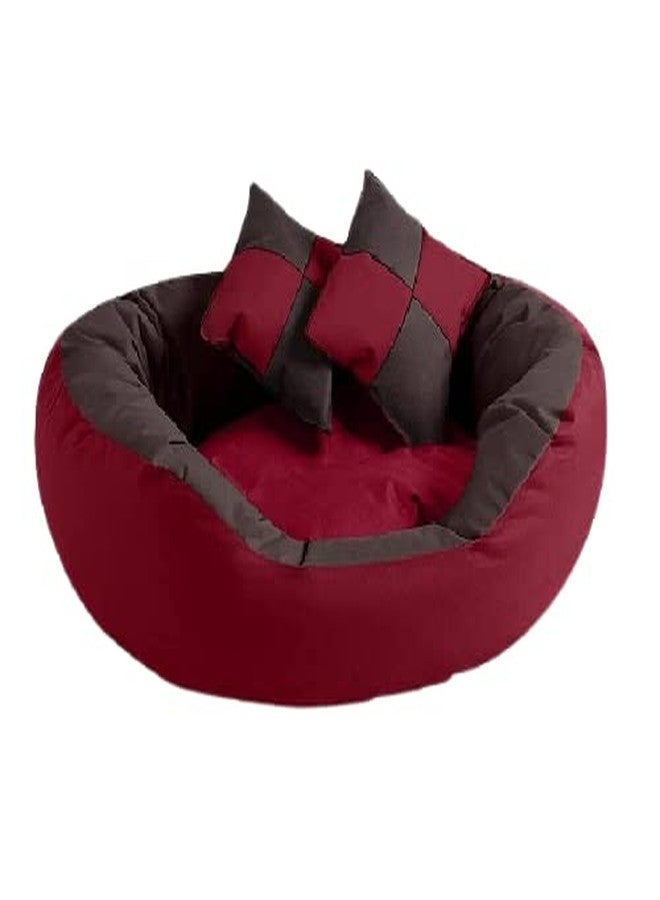 gorgeous Velvet Super Soft Reversable Dual (Dog and Cat Bed)-Small (Maroon-Brown, L) - Image 1
